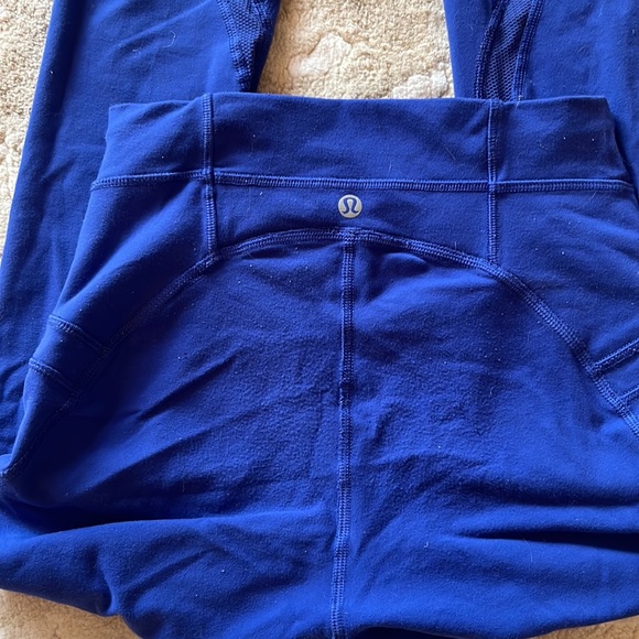 *Host Pick!* Lululemon Free Flow crop in Electric Blue w crossover & mesh detail - Picture 7 of 7